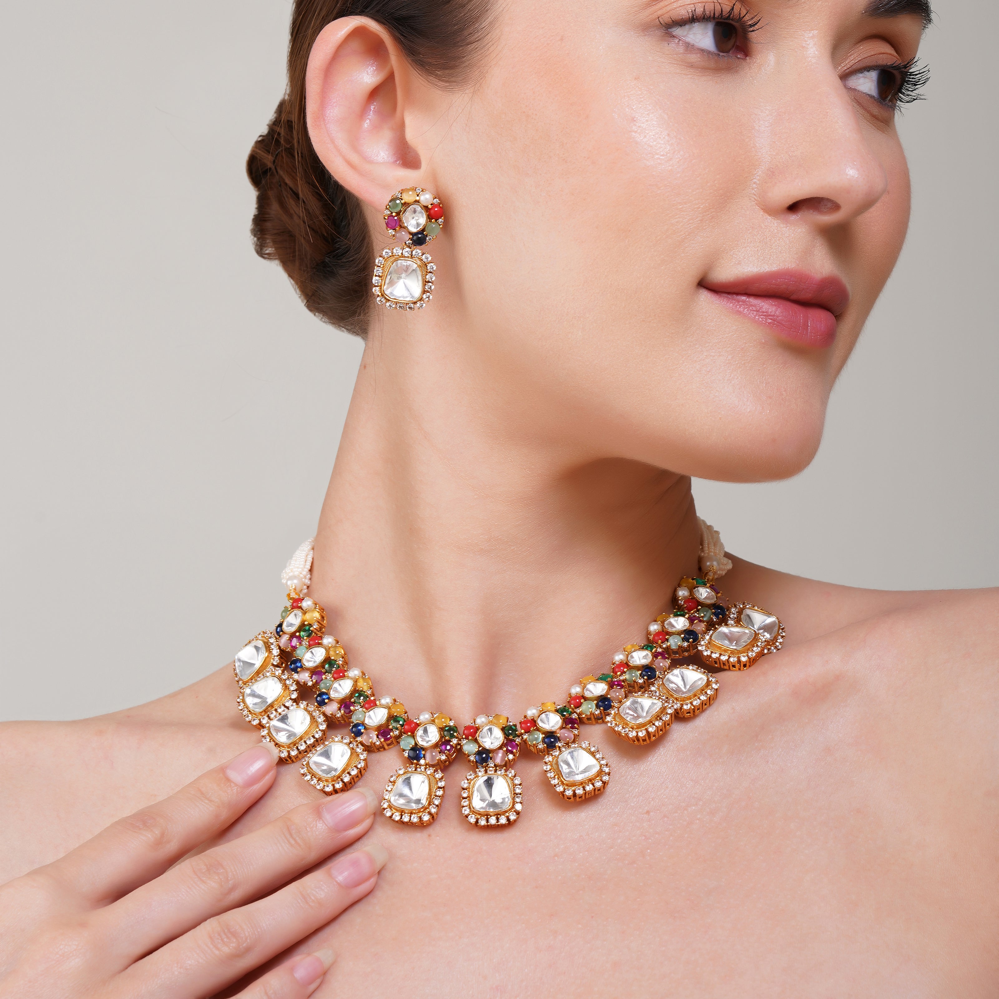 Aahana Multi  Kundan Necklace Set