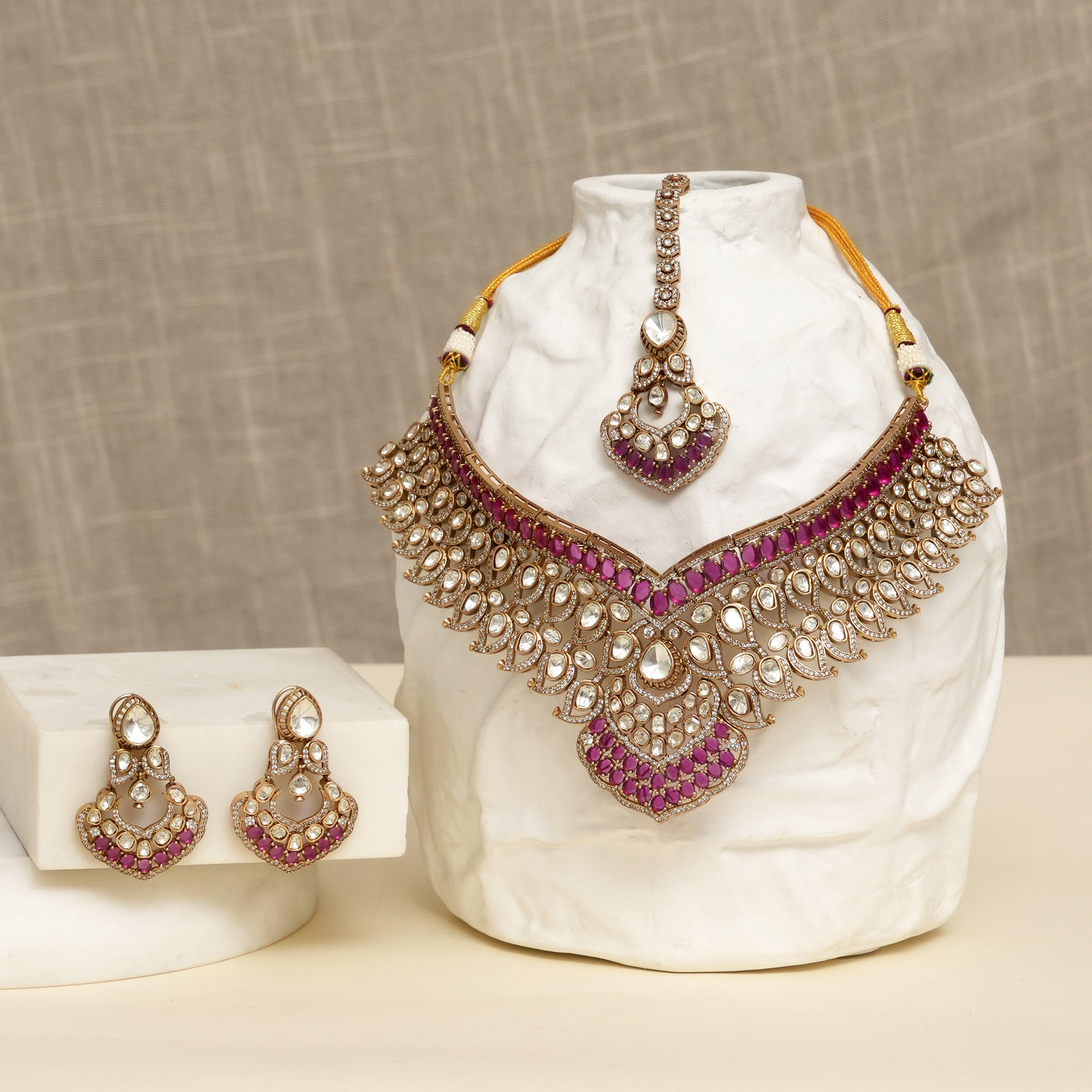 Sowmya Ruby  Kundan Necklace Set