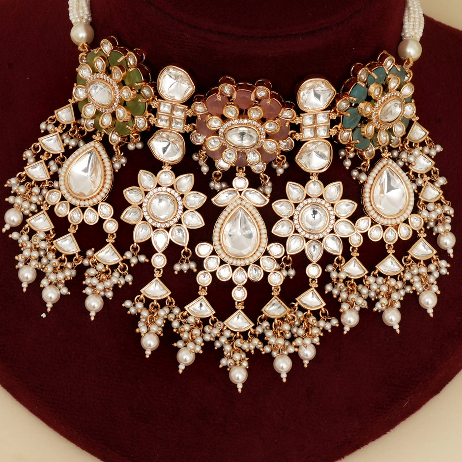 Suhasini Pestel Kundan   Necklace Set