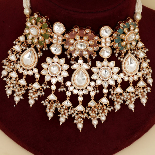 Suhasini Pestel Kundan   Necklace Set