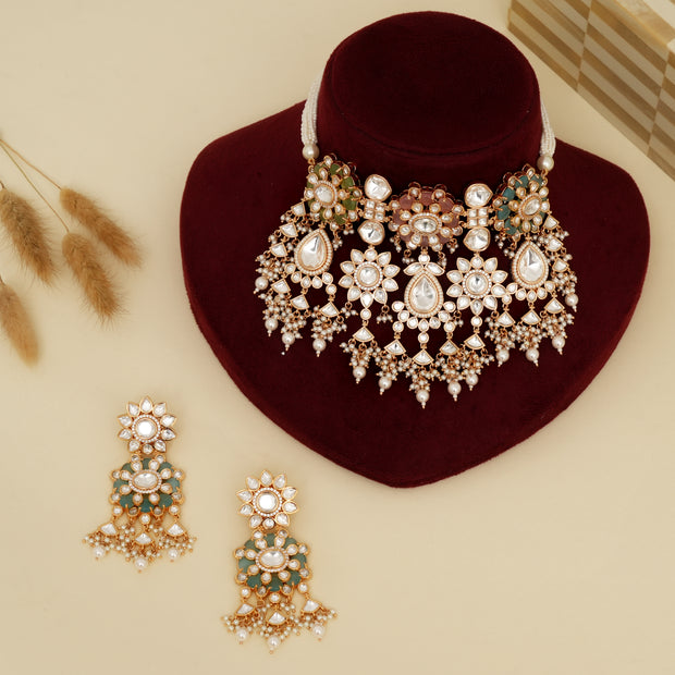 Suhasini Pestel Kundan   Necklace Set