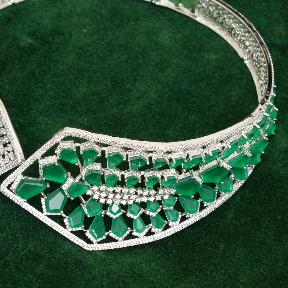 Janaki  Emerald Green   Necklace Set